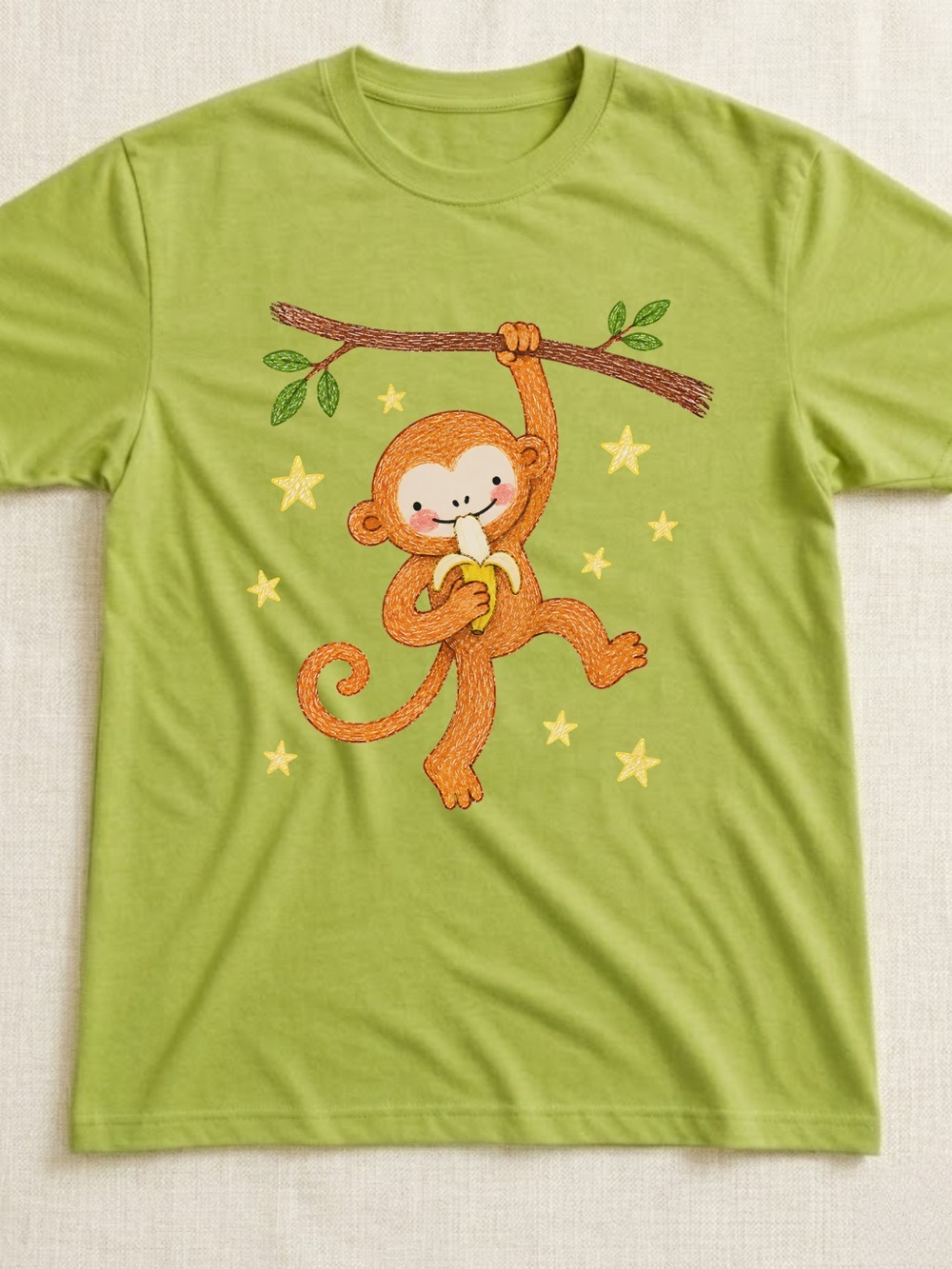 Gildan Cute Monkey Banana T-Shirt, Kawaii Primate Graphic Tee